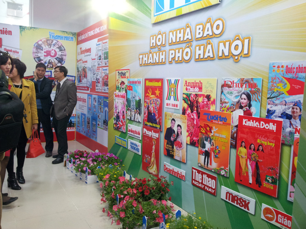 Khu trưng bày của Khối báo chí thuộc Hội Nhà báo Thành phố Hà Nội.