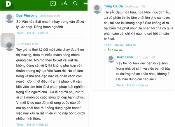 2 luồng ý kiến trái chiều về việc nhân viên mặc bikini bán hàng.