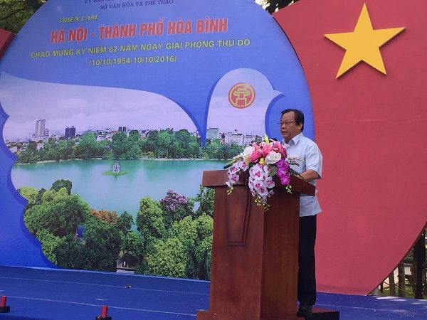 PGĐ Sở VH&TT Hà Nội Nguyễn Khắc Lợi phát biểu khai mạc Triển lãm