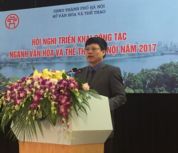 Đồng chí Phó Chủ tịch UBND TP Hà Nội Ngô Văn Quý pgast biểu tại Hội nghị Triển khai công tác Ngành Văn hóa - Thể thao Hà Nội năm 2017