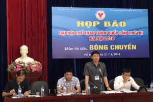 Họp báo môn Bóng chuyền trong nhà Đại hội Thể thao toàn quốc lần thứ VIII- 2018