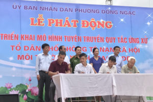 Đồng loạt ra quân tuyên truyền xây dựng tổ dân phố Xanh – Sạch – Đẹp – Không tệ nạn xã hội tại quận Bắc Từ Liêm