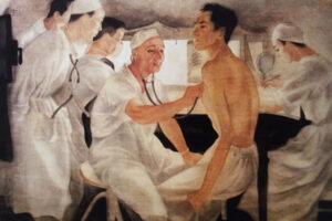 Hai bức tranh lụa tri ân những “chiến sĩ áo trắng” trong mùa Covid-19
