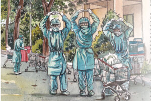 “Con đã về nhà” – ký họa cách ly và lời cảm ơn tới các “chiến sĩ” trên mặt trận chống dịch
