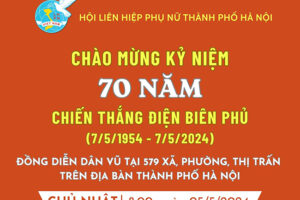 Phụ nữ Thủ đô đồng loạt biểu diễn dân vũ mừng kỷ niệm 70 năm Chiến thắng Điện Biên Phủ